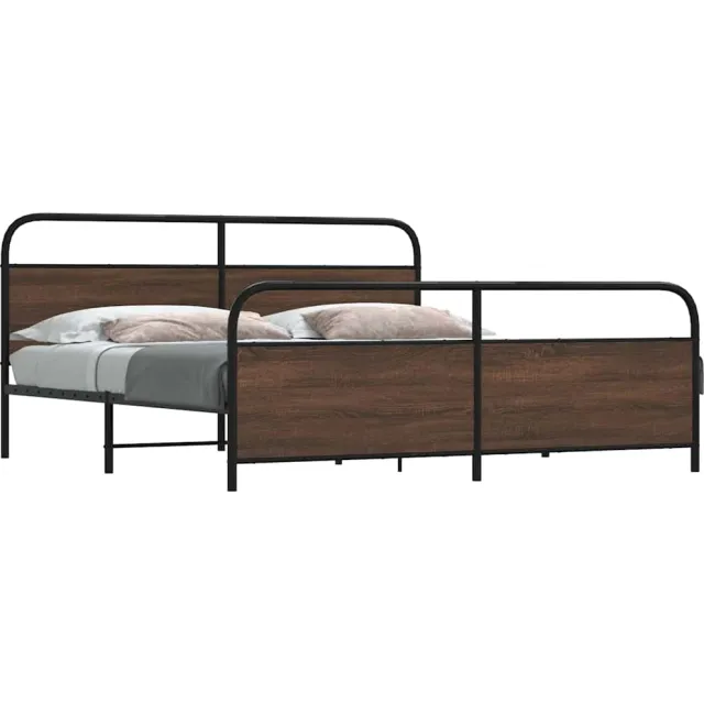 vidaXL Bedframe zonder matras metaal bruin eikenkleurig 200x200 cm