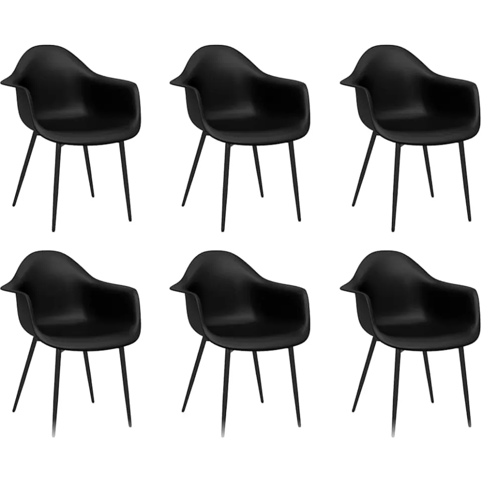 vidaXL Eetkamerstoelen 6 st PP zwart