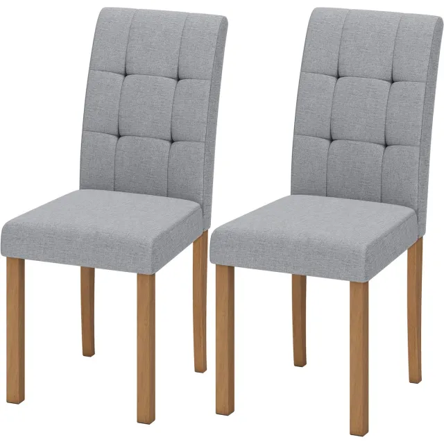 sogiol Eetkamerstoelen set van 2 - moderne keukenstoelen met gestoffeerde zitting in linnenlookstof - lichtgrijs