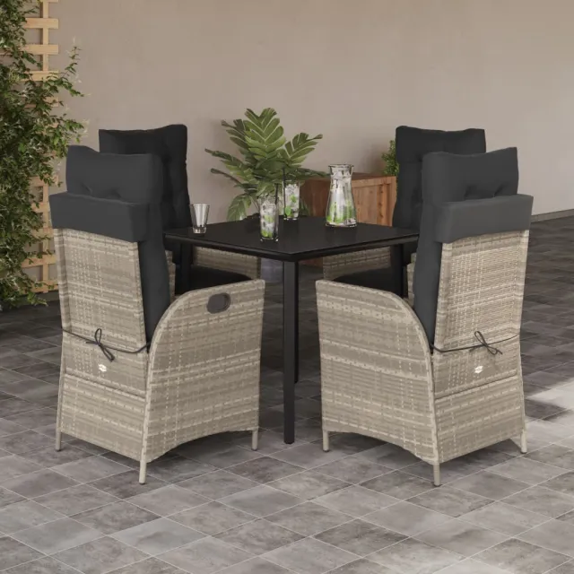 vidaXL 5-delige Tuinset met kussens poly rattan lichtgrijs grijs, foto 2