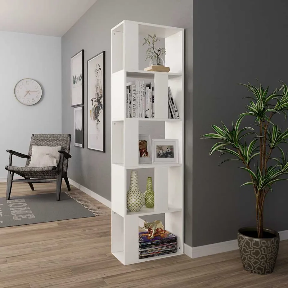 vidaXL Boekenkast/kamerscherm 45x24x159 cm bewerkt hout wit, foto 3