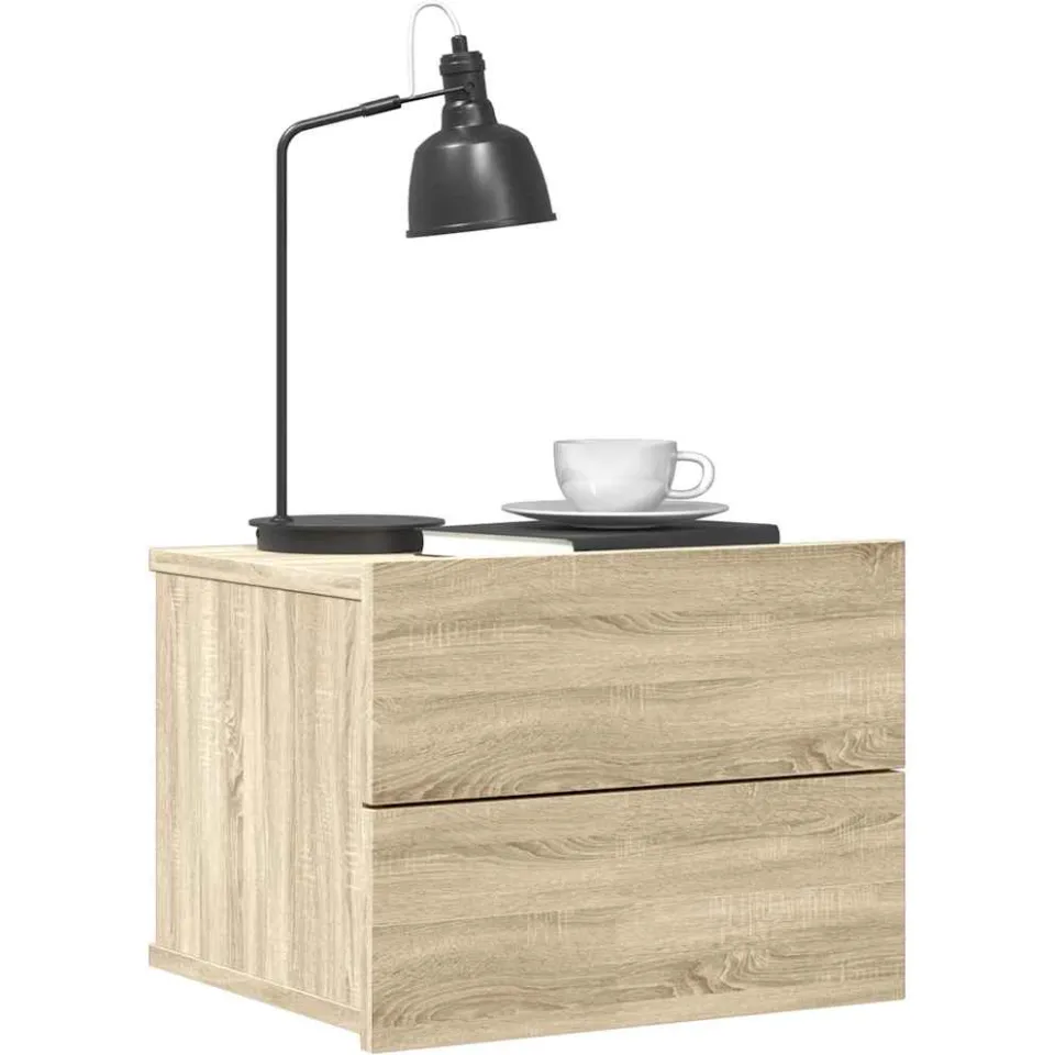 vidaXL Nachtkastje 40x30x30 cm bewerkt hout sonoma eikenkleurig Beige