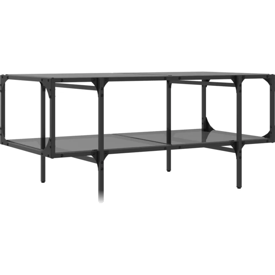 vidaXL Salontafel met zwart glazen blad 98,5x50x45 cm staal, foto 4
