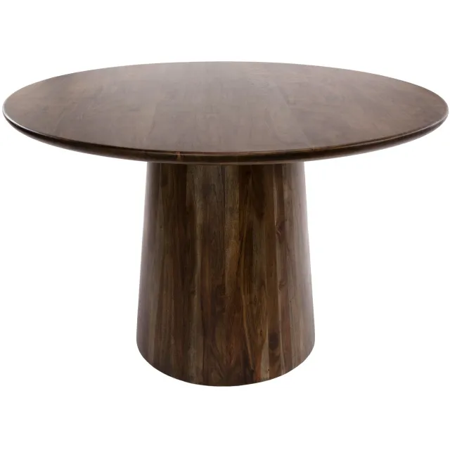 Nest of Nora Eettafel Fjord - ø130 cm - Rond massief acaciahout - Bruin / ronde eettafel met middenpoot