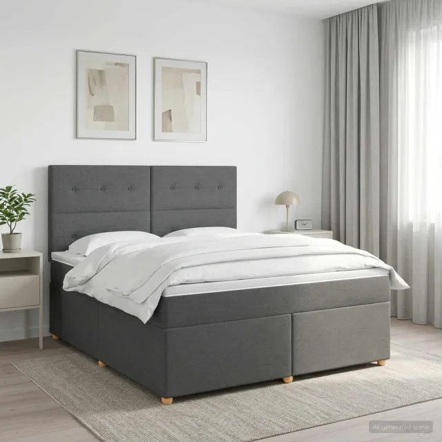 vidaXL Boxspringbed met matras Donkergrijs 140 x 200 cm Stof