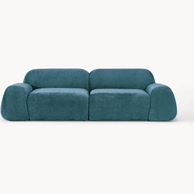 Westwing Collection Modulaire bank Wolke (3-zits) van teddy bouclé Turquoise