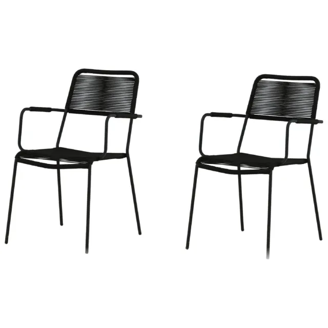 Nest of Nora Set van 2 - Nest of Nora Dining tuinstoelen met armleuning aluminium rope - Stapelbaar - Zwart