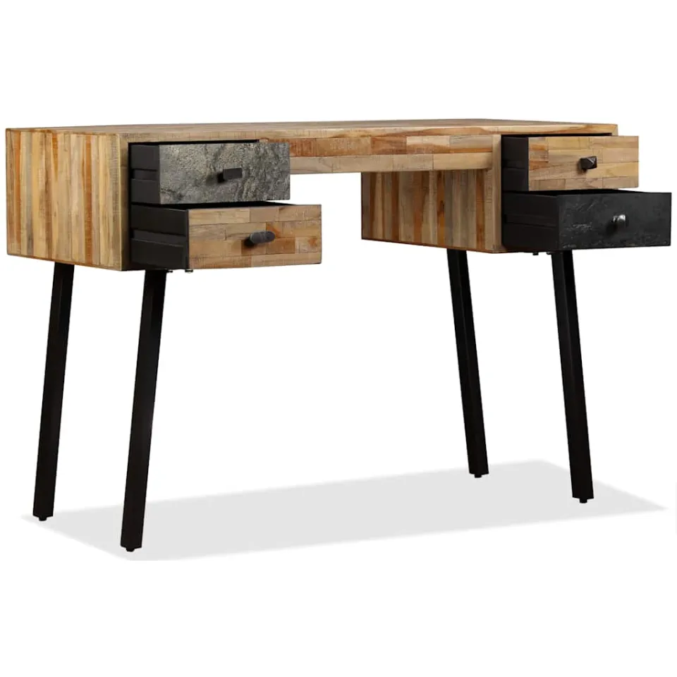vidaXL Schrijftafel 110x50x76 cm massief gerecycled teakhout meerkleurig, foto 4