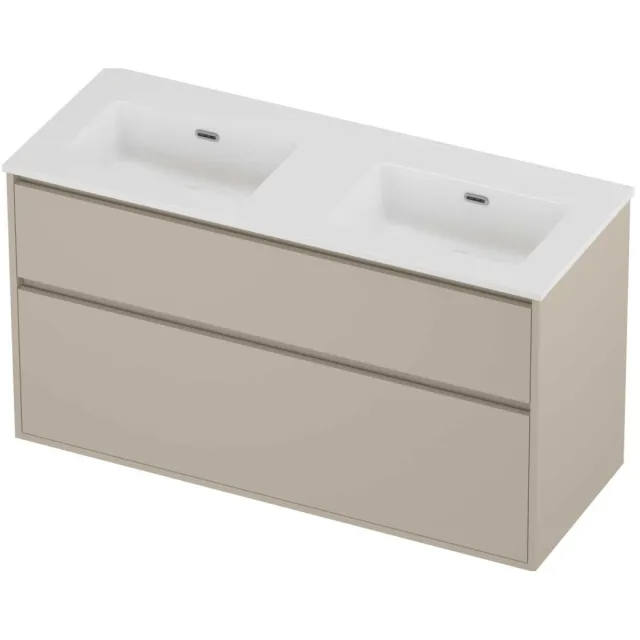 Proline Tribute Badmeubelset Porselein Elegant Greeploos 120x46x67 cm Glans Wit Soft Linen Beige