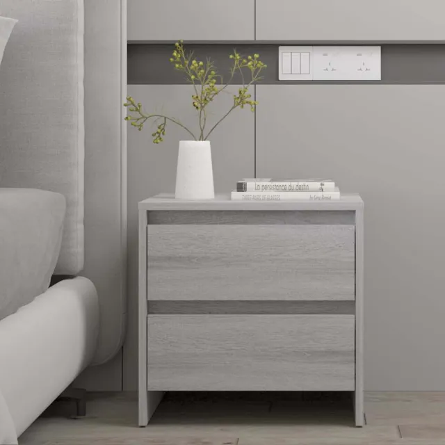 vidaXL Nachtkastje 45x34,5x44,5cm bewerkt hout grijs sonoma eikenkleur, foto 2