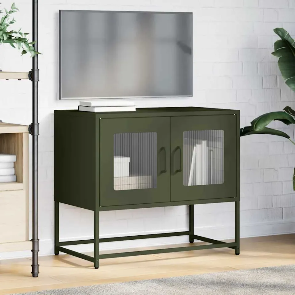 vidaXL Tv-meubel 68x39x60,5 cm koudgewalst staal olijfgroen, foto 2