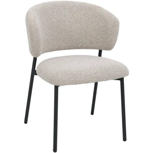 Giga Meubel Eetkamerstoel Feya Beige/Zwart - Stof - Japandi - Set van 2