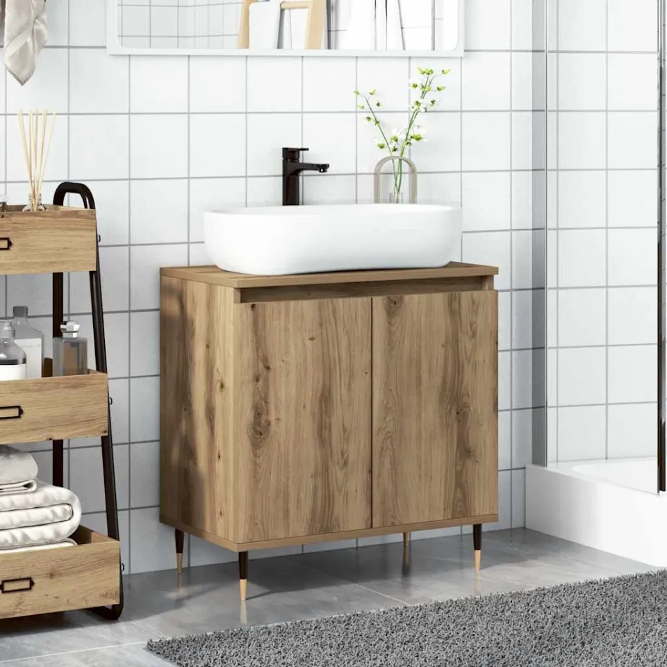 vidaXL Badkamerkast 58x33x60 cm bewerkt hout artisanaal eikenkleurig, foto 3