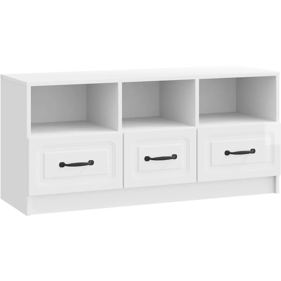 vidaXL TV-kast met lade Hoogglans Wit 102 x 34,5 x 47 cm Bewerkt hout, foto 3