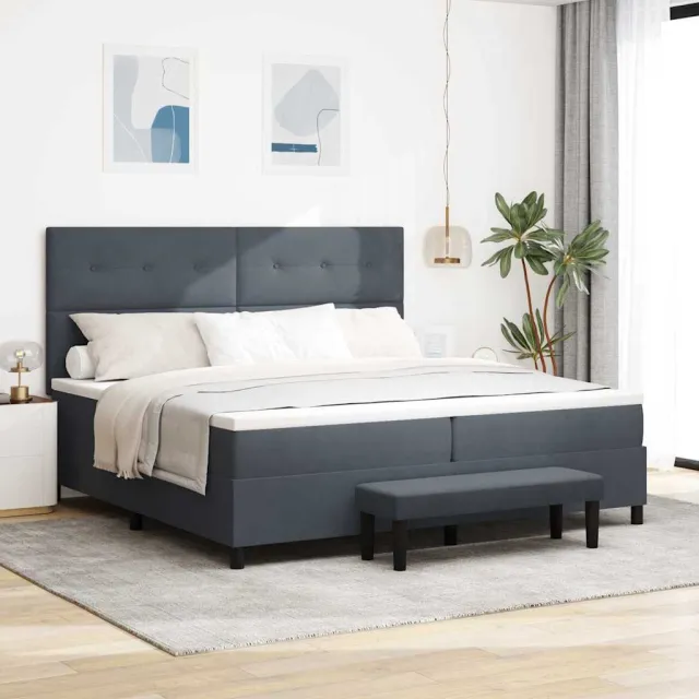 vidaXL Boxspring bed met hoofdeinde Donkergrijs 200 x 200 cm Fluweel