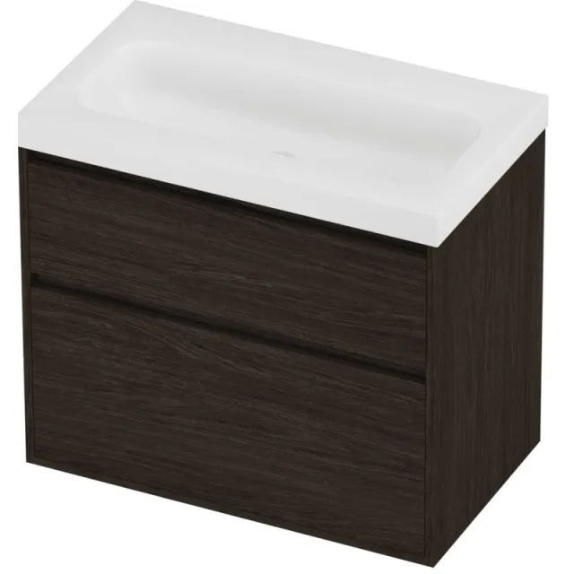 Proline Haga Badmeubelset Polystone Mezza 80x46x73 cm Mat White Mokka Oak Eiken