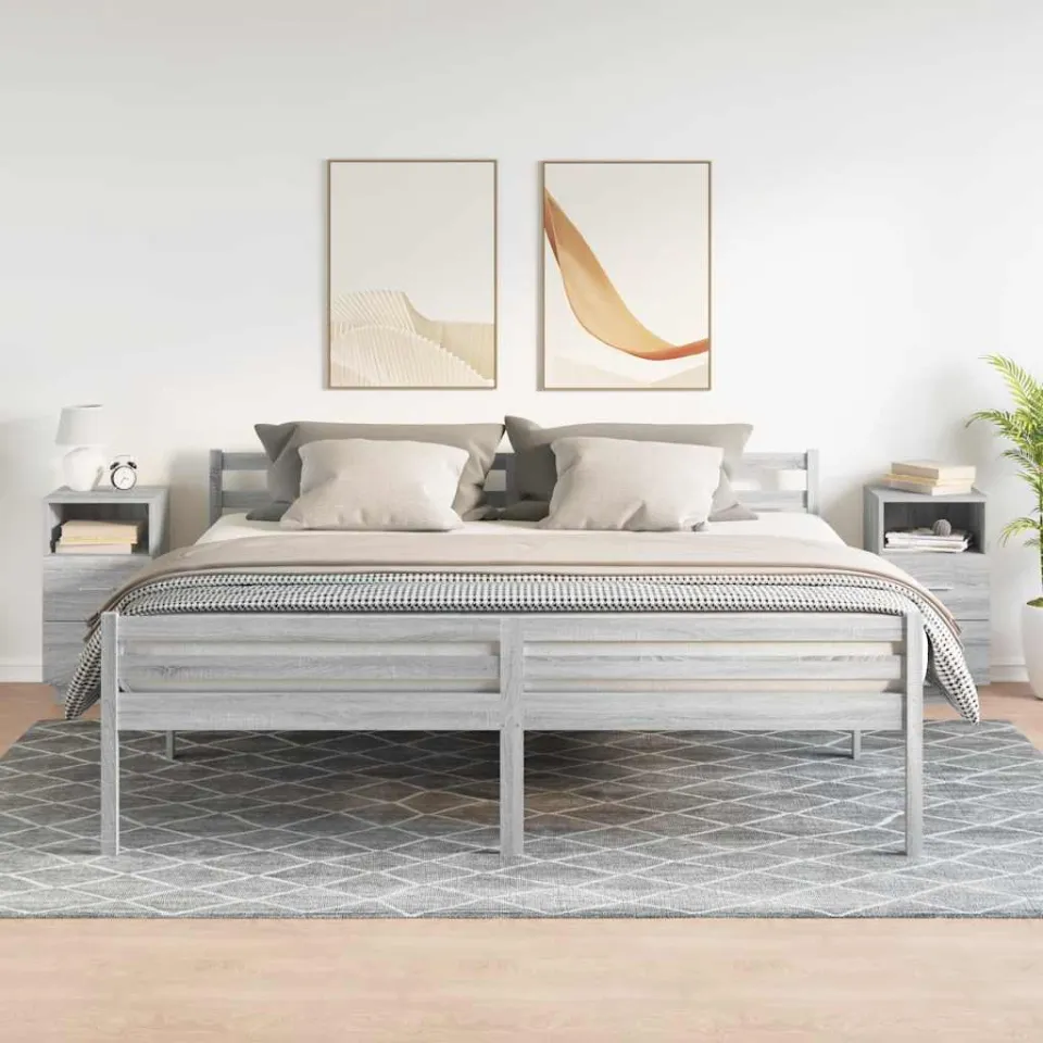 vidaXL Nachtkastjes 2 st met 2 lades 36x36x68 cm grijs sonoma eiken, foto 3