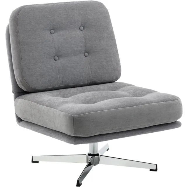 DESMIU Fauteuil 87 x 70 x 84 cm - 360 Graden Draaibaar - Voor Woonkamer, Slaapkamer en Kantoor - Chenille en Metaal - Lichtgrijs