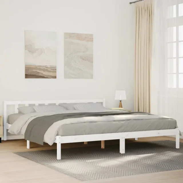 vidaXL Bedframe extra lang zonder matras grenenhout wit 180x220 cm