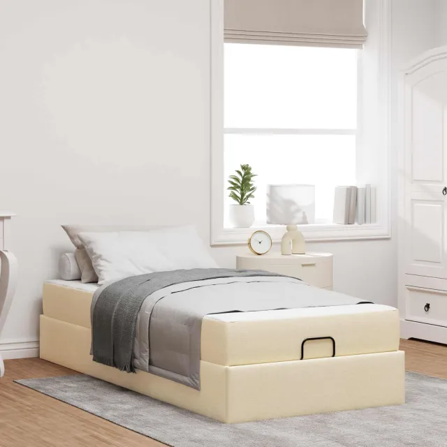 vidaXL Bedframe met matras 2 st Crème Stof