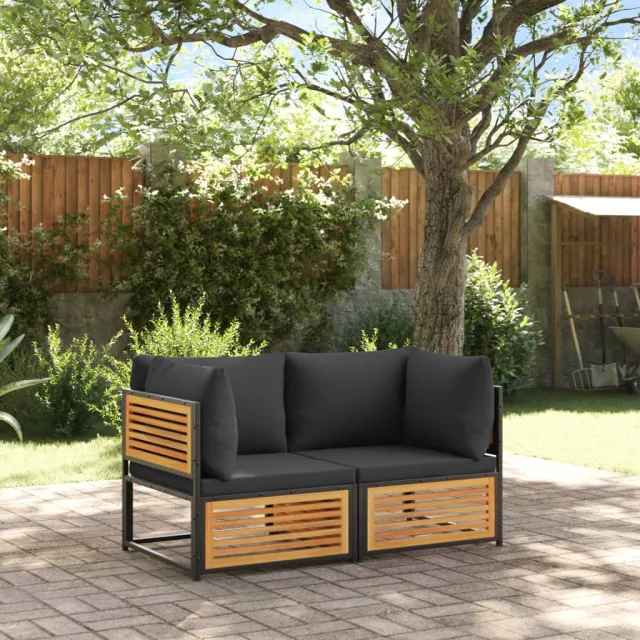 vidaXL 2-delige Loungeset met kussens massief acaciahout bruin, foto 2
