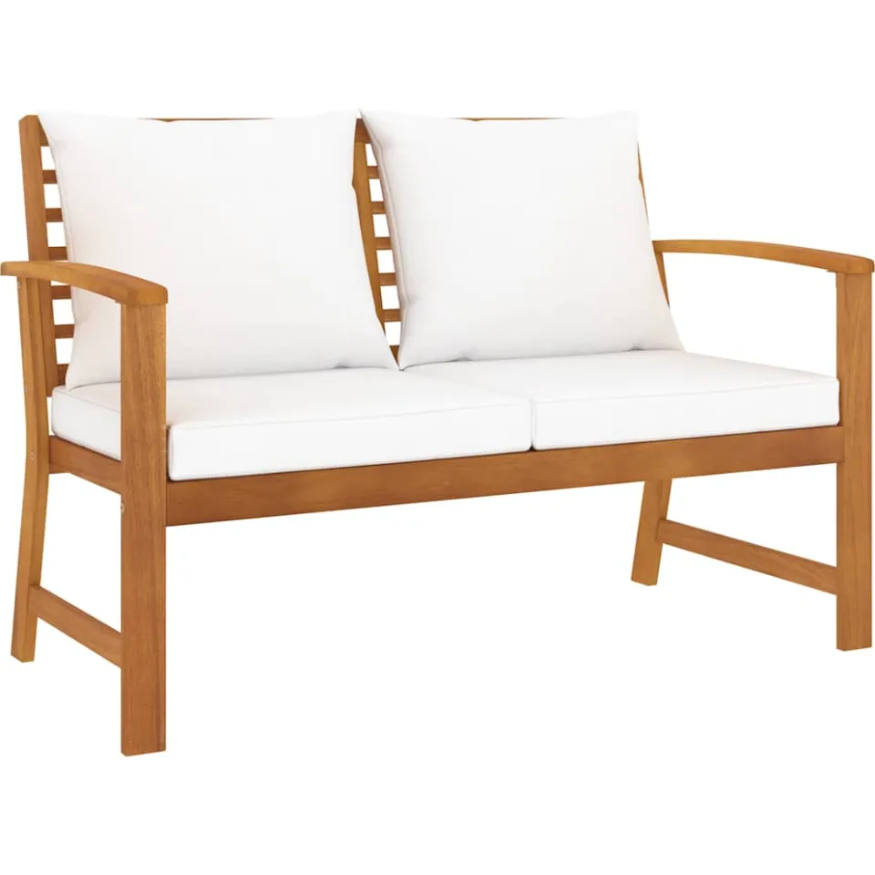 vidaXL 3-delige Loungeset met kussens massief acaciahout crème, foto 4