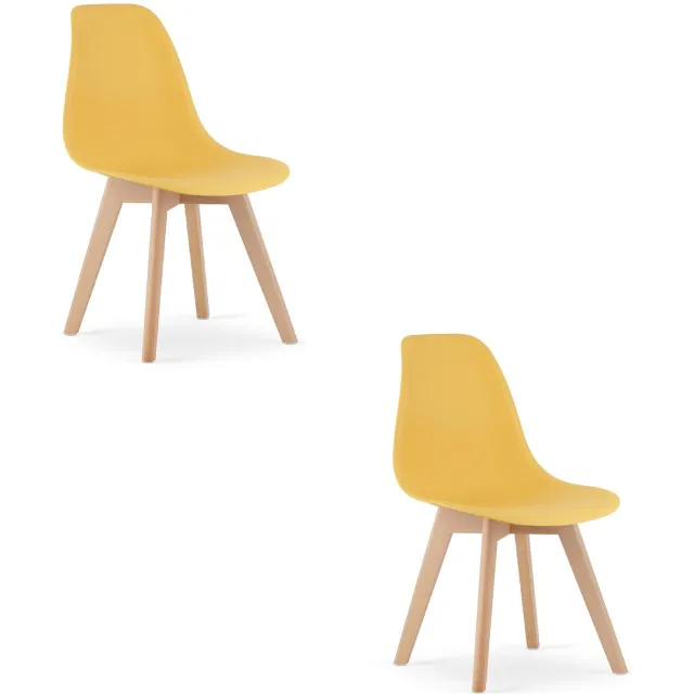 LEOBERT KITO Eetkamerstoelen – Set van 2 – Groen Kunststof – Naturelkleurige Kunststof Poten – Moderne Kuipstoel – Modern Design – Voor Eettafel, Keuken en Eetkamer