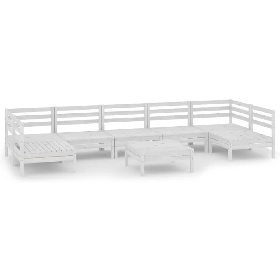 vidaXL 8-delige Loungeset massief grenenhout wit, foto 3