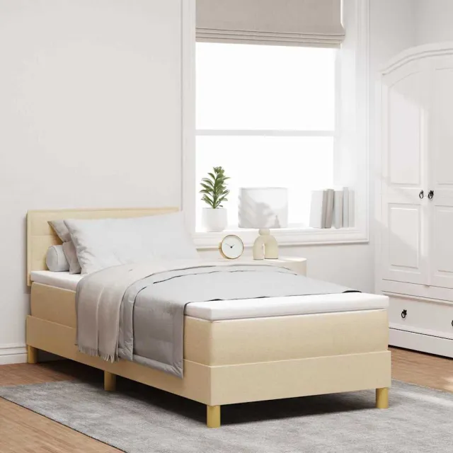 vidaXL LED Box Spring Bed met hoofdeinde Crème 80 x 200 cm Stof