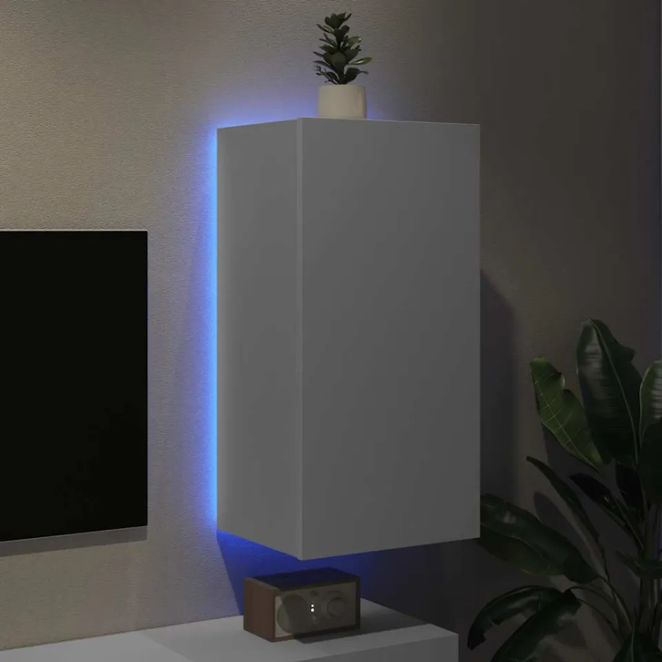 vidaXL Tv-wandmeubel met LED-verlichting 40,5x35x80 cm wit, foto 3