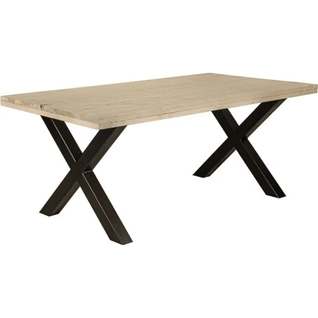 Wibema Meubelen Industriële eettafel "Texas" - 140 x 100 x 75 cm - Hout en Staal - Handgemaakt Hout: Kleur naar keuze (zie foto)