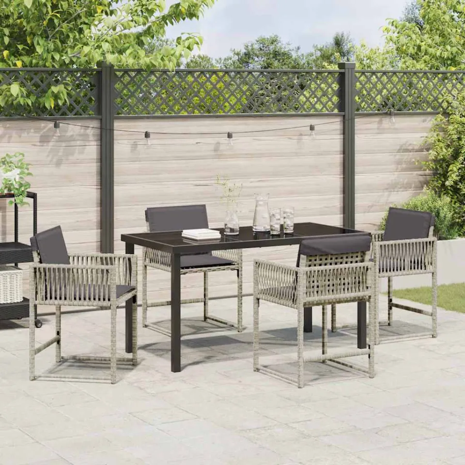 vidaXL Tuin eettafelset 5 st Lichtgrijs poly rattan, foto 3
