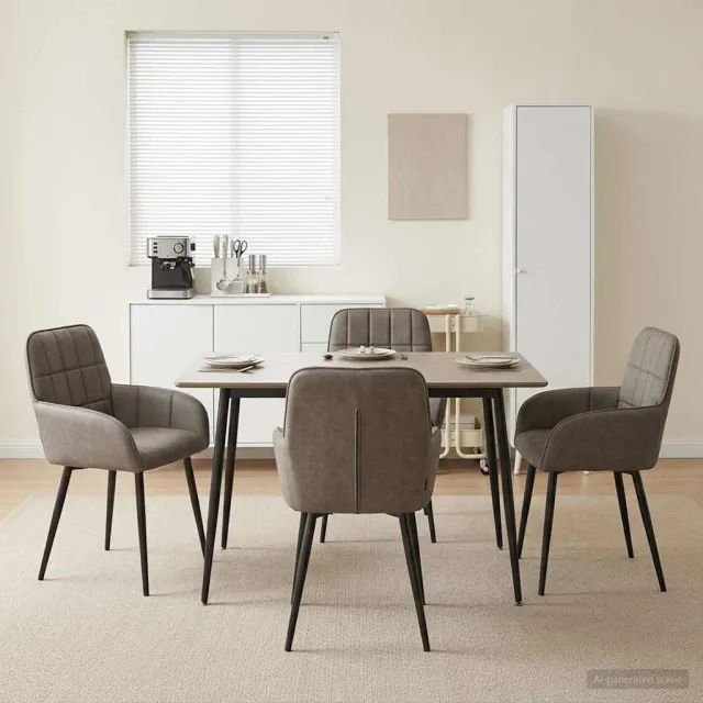 vidaXL Eettafelstoelen 4 st Kunstleer Grijs 56,5 x 50 x 85 cm