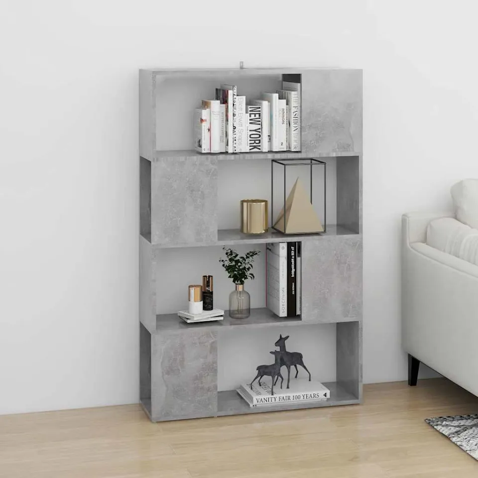 vidaXL Boekenkast/kamerscherm 80x24x124,5 cm bewerkt hout betongrijs grijs, foto 2