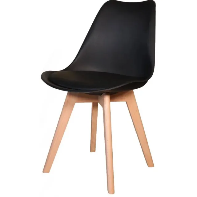 Lizzely Garden & Living SET DEAL: 4 stuks Eetkamerstoel zwart met zitvulling kuipstoel