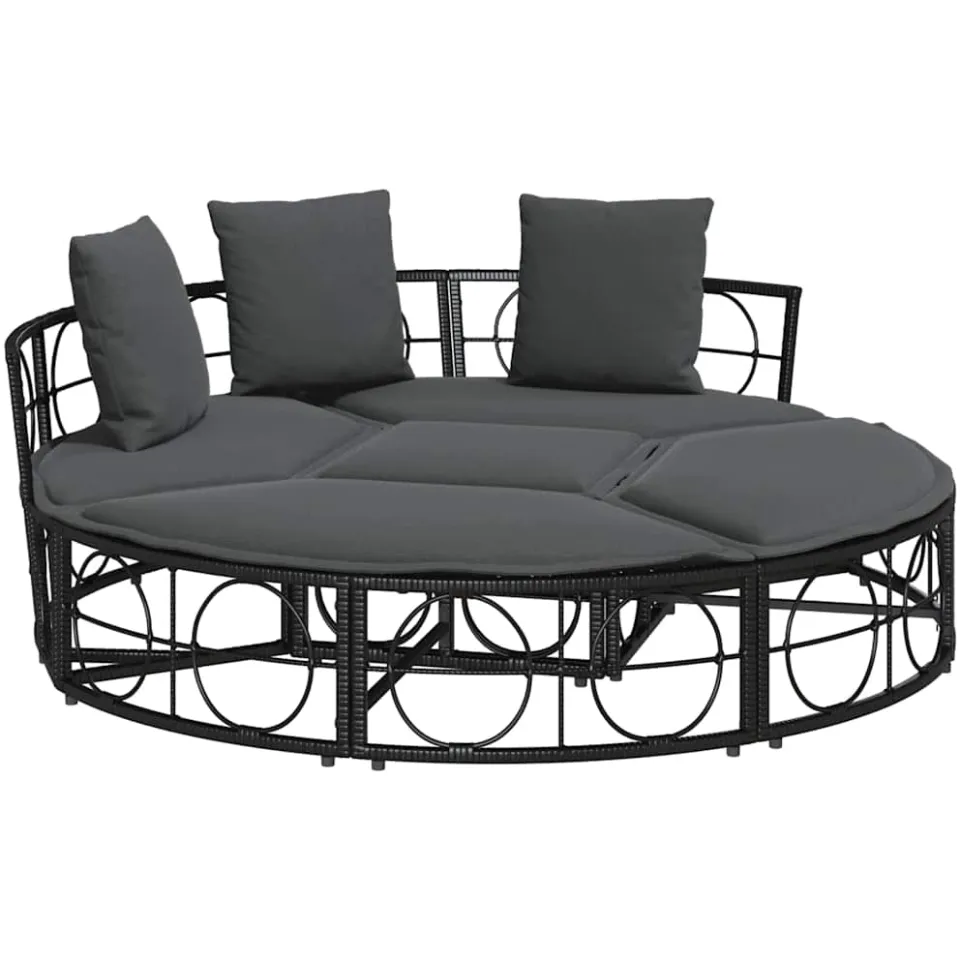 vidaXL Loungebed voor buiten zonder luifel poly rattan zwart, foto 3