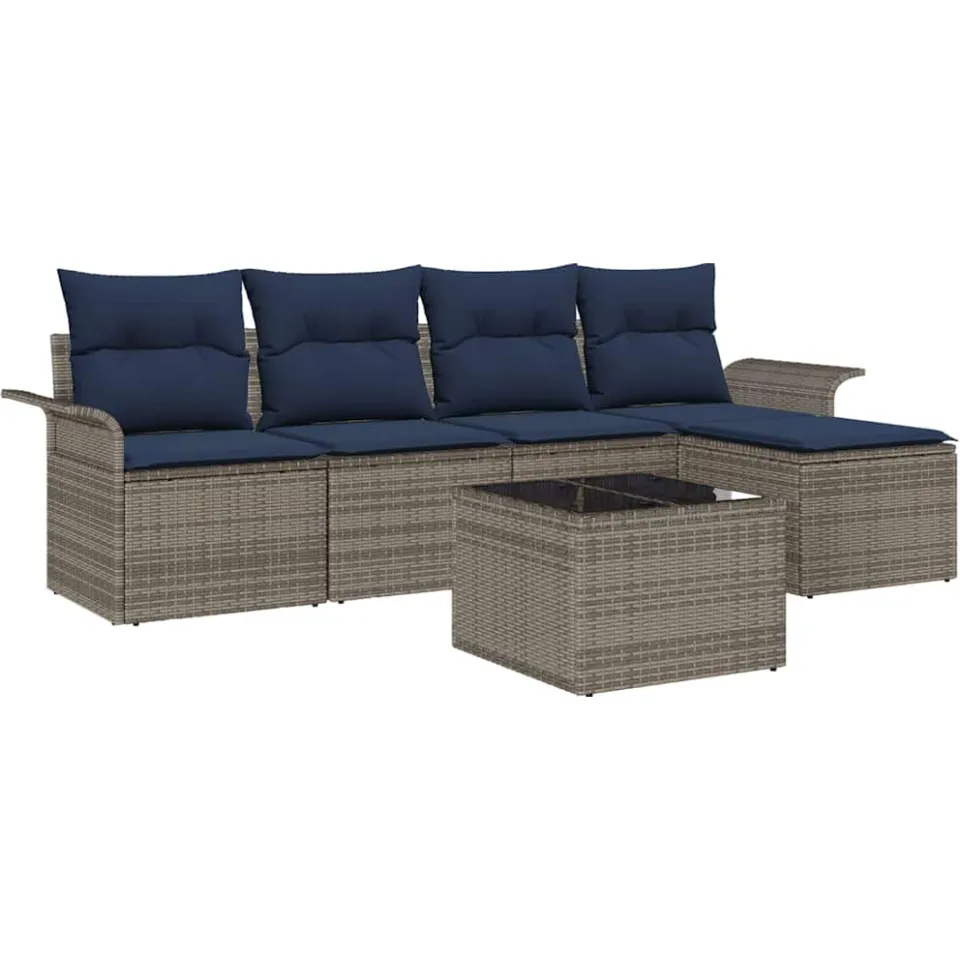 vidaXL Tuin Sofa Set 6 st Grijs poly rattan