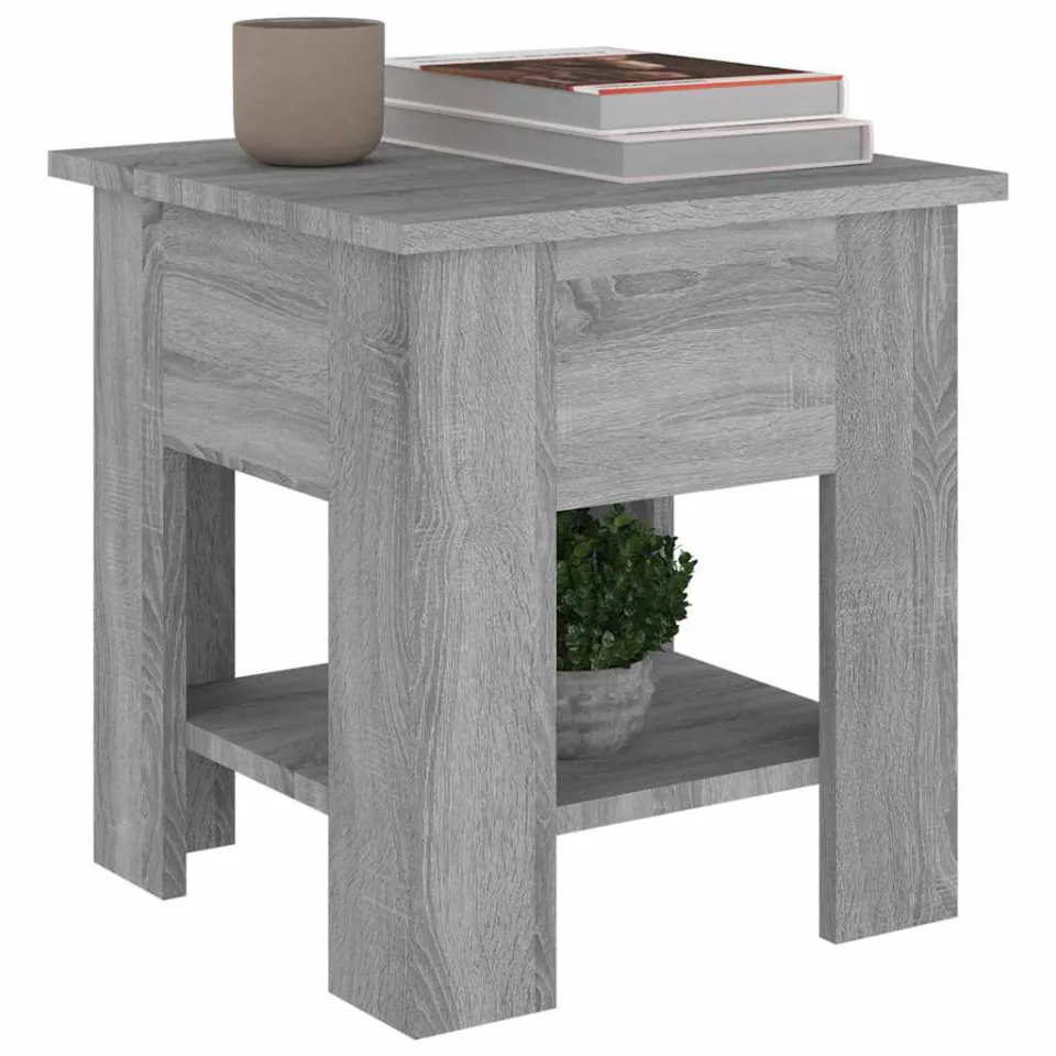 vidaXL Salontafel 40x40x42 cm bewerkt hout grijs sonoma eikenkleurig