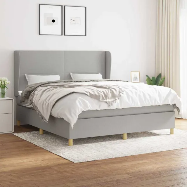 vidaXL Boxspring met matras stof lichtgrijs 180x200 cm grijs