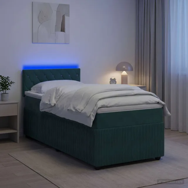 vidaXL Boxspringbed met matras Donkergroen 80 x 200 cm Fluweel