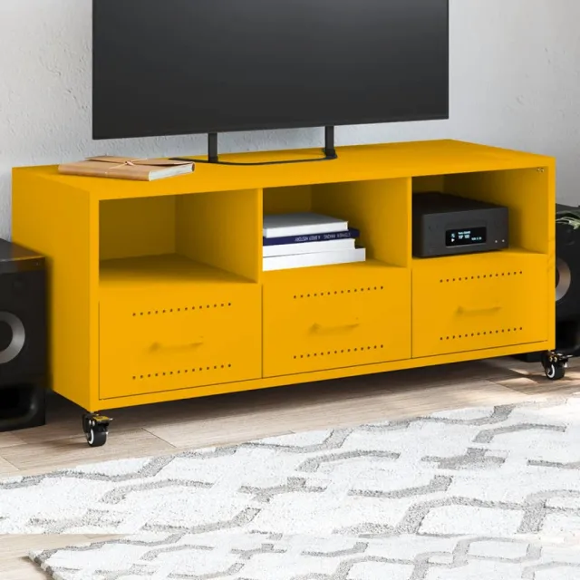 vidaXL Tv-meubel 100,5x39x43,5 cm staal mosterdgeel, foto 2
