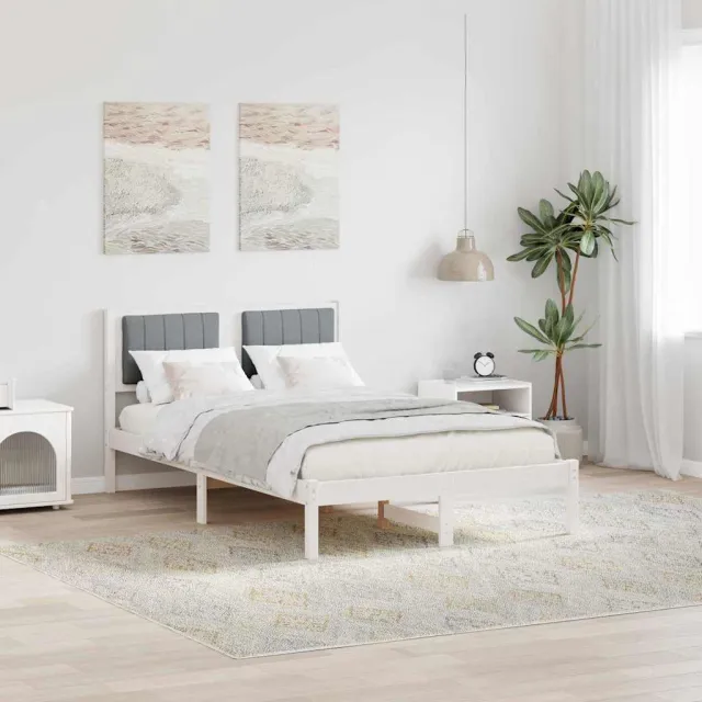 vidaXL Bedframe met Gevoerd Hoofdgedeelte Lichtgrijs 120 x 200 cm Wit