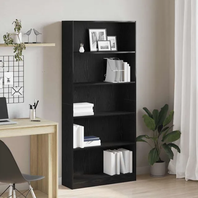 vidaXL Boekenkast 80x24x176 cm spaanplaat zwart eikenkleurig, foto 2