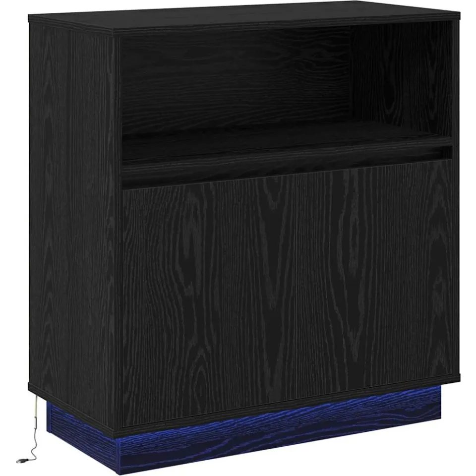 vidaXL LED Sideboard Zwart Eiken 71 x 34,5 x 75 cm Bewerkt hout, foto 3