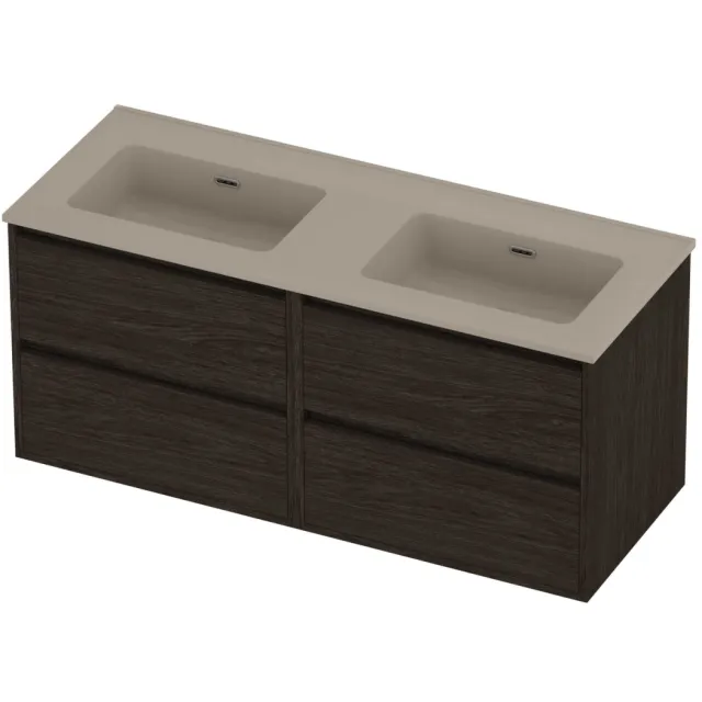 Proline Tribute Badmeubelset Porselein Elegant Dubbel 120x46x54 cm Mat Crème Cotton Mokka Oak Eiken