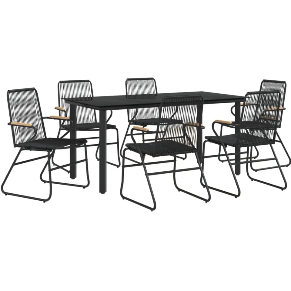 vidaXL 7-delige Tuinset PVC-rattan zwart, foto 3