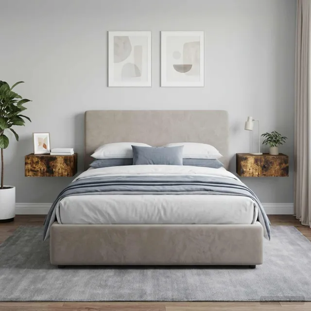 vidaXL Wandbeugel Bedkast 2 st Gerookt eiken 49 x 34,5 x 20 cm