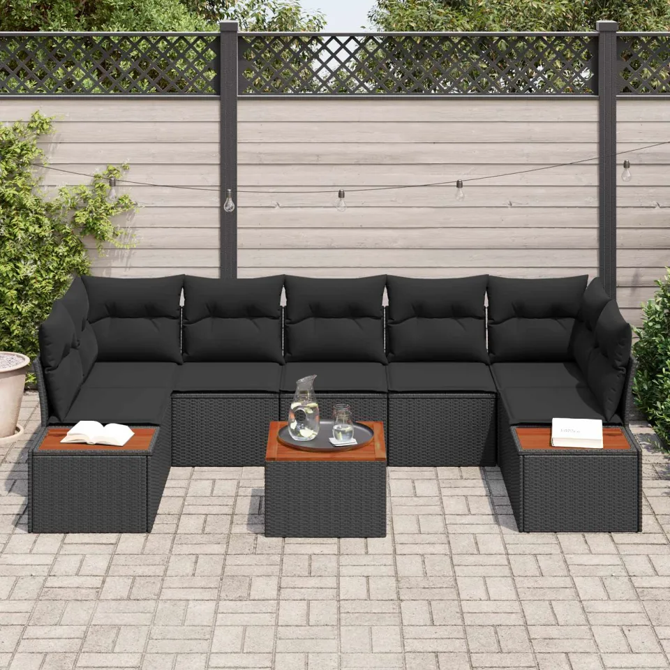 vidaXL Tuin Sofa Set 8 st Zwart Poly riet, foto 3