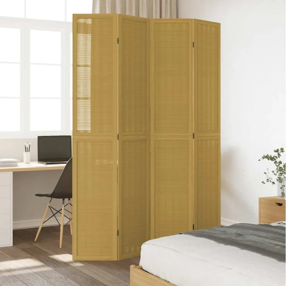 vidaXL Kamerscherm met 4 panelen massief paulowniahout bruin, foto 3
