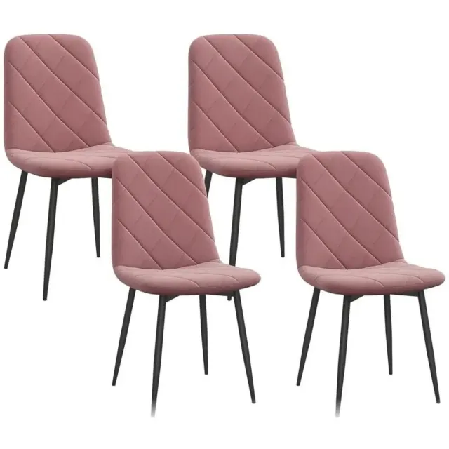 DeltaMerch Eetkamerstoelen - Keukenstoelen - Stoelenset - Set van 4 - Gewatteerde Zitting - Fluweellook - 45 x 54 x 87 cm - Roze
